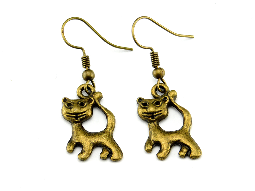 Ohrringe mit Katzenmotiv in Bronze
