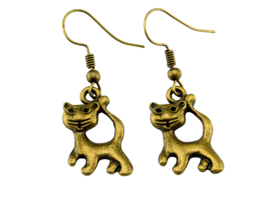 Ohrringe mit Katzenmotiv in Bronze