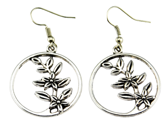 Ohrringe mit Blumenranke in Silber