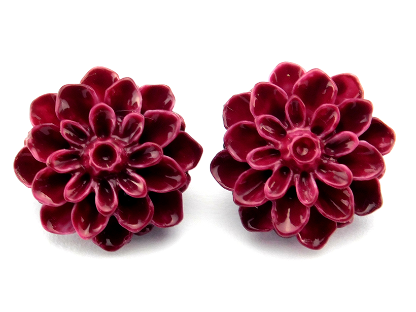 Blumenohrstecker "Dunkle Kirsche" 15mm