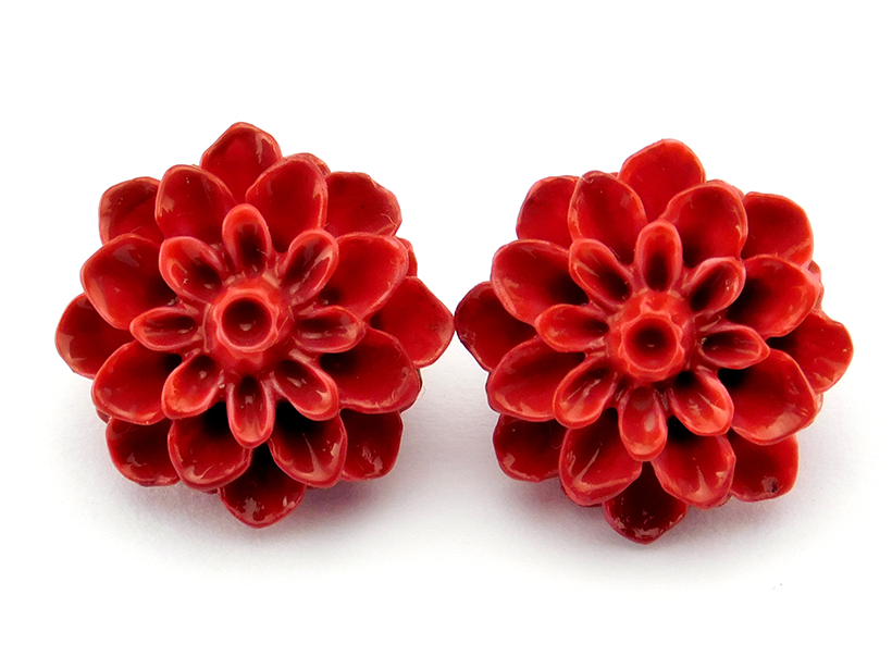 Blumenohrstecker "Lippenstiftrot" 15mm