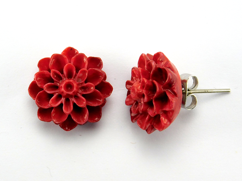 Blumenohrstecker "Lippenstiftrot" 15mm