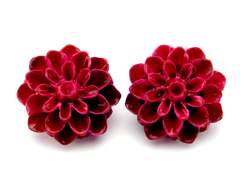 Blumenohrstecker "Dunkelrot" 15 mm