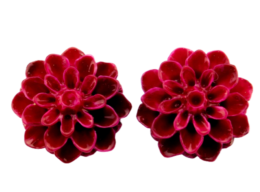Blumenohrstecker "Dunkelrot" 15 mm