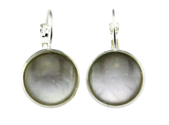 Klappohrringe "Silver" in Silber Hellgrau Metallic