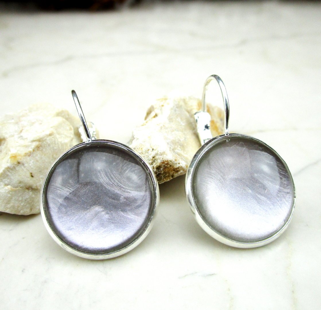Klappohrringe "Silver" in Silber Hellgrau Metallic