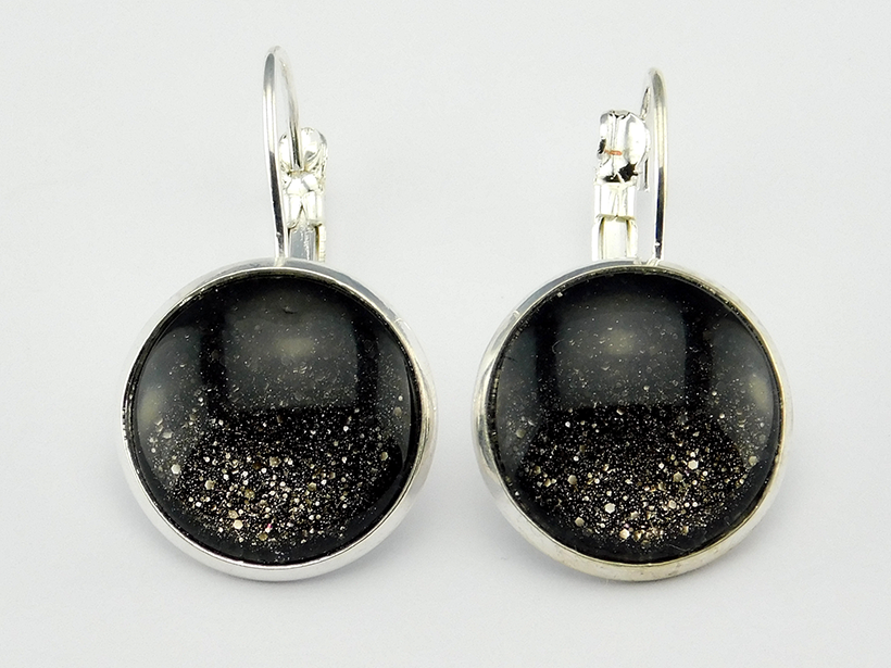 Klappohrringe "Dark Glitter" in Silber Schwarz Glitter