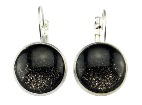 Klappohrringe "Dark Glitter" in Silber Schwarz Glitter