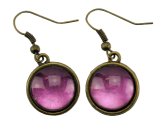 Ohrringe mit Cabochonanhänger in Fancy Pink Bronze