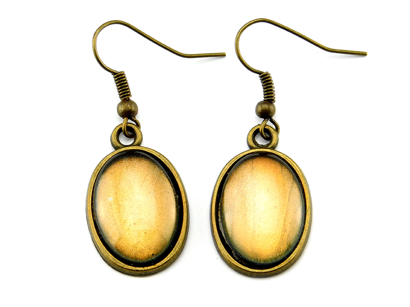 Ohrringe mit ovalem Cabochon in Grün-Gold Sunrise Bronze