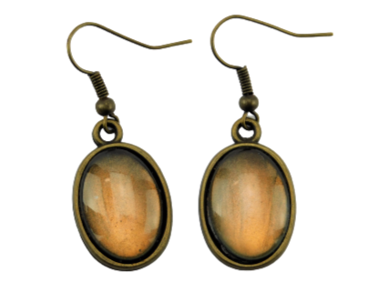 Ohrringe mit ovalem Cabochon in Grün-Gold Sunrise Bronze