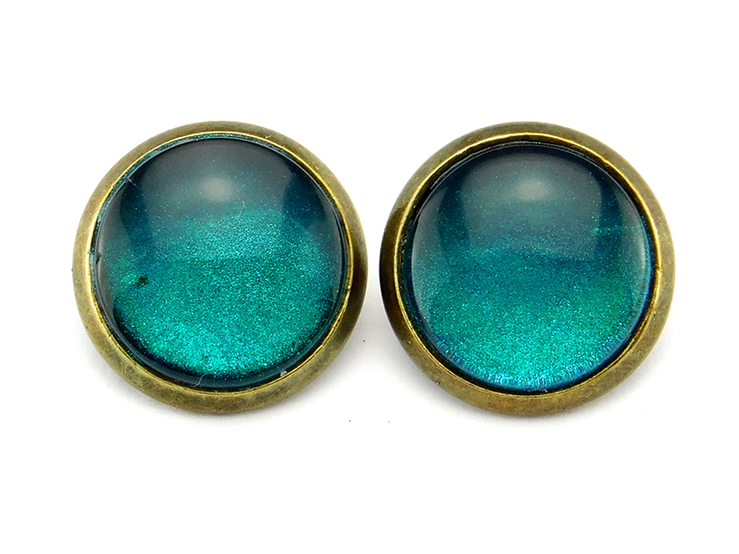 Ohrstecker mit Cabochon in Azurblau 12mm