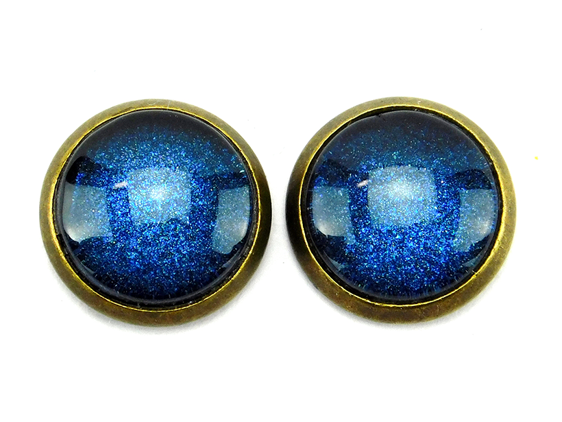 Ohrstecker mit Cabochon in dunklem Saphirblau 12mm