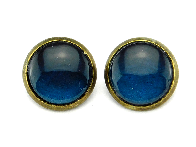 Ohrstecker mit Cabochon in Jeansblau 12mm