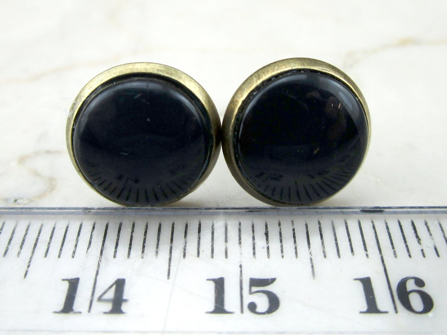 Ohrstecker mit Cabochon in Jeansblau 12mm