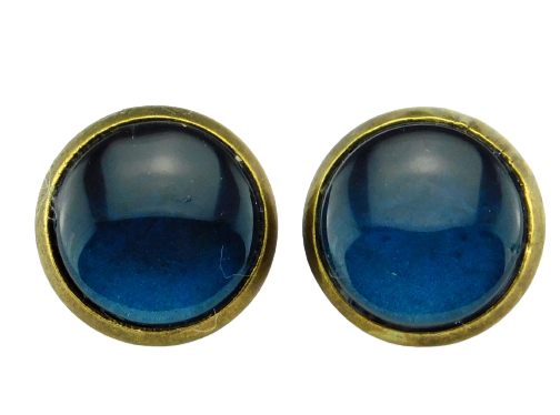 Ohrstecker mit Cabochon in Jeansblau 12mm