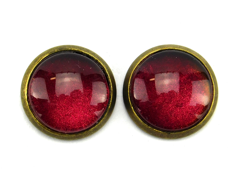 Ohrstecker mit Glasstein in Metallic Rot 12mm