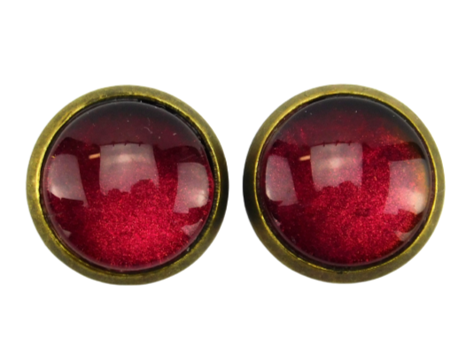 Ohrstecker mit Glasstein in Metallic Rot 12mm