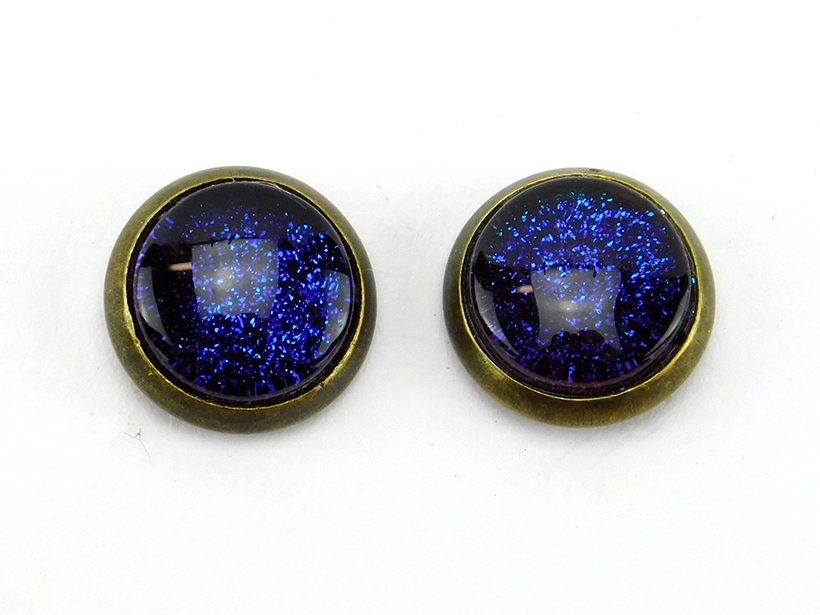 Ohrstecker mit Glasstein "Mitternachtsblau" 10mm
