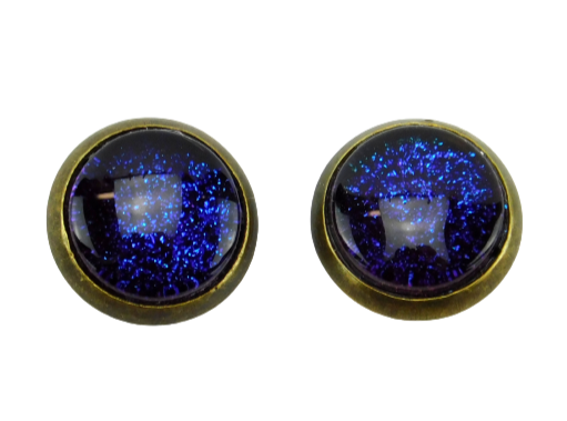 Ohrstecker mit Glasstein "Mitternachtsblau" 10mm