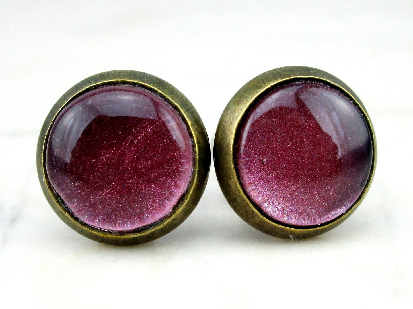 Ohrstecker mit Glasstein "Rosa Metallic" 10mm