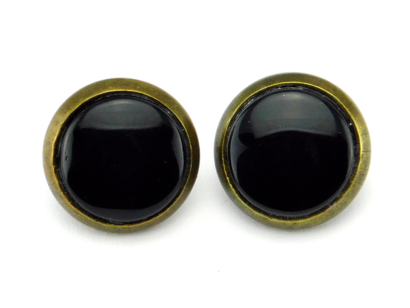 Ohrstecker mit Glasstein "Schwarz" 10 mm