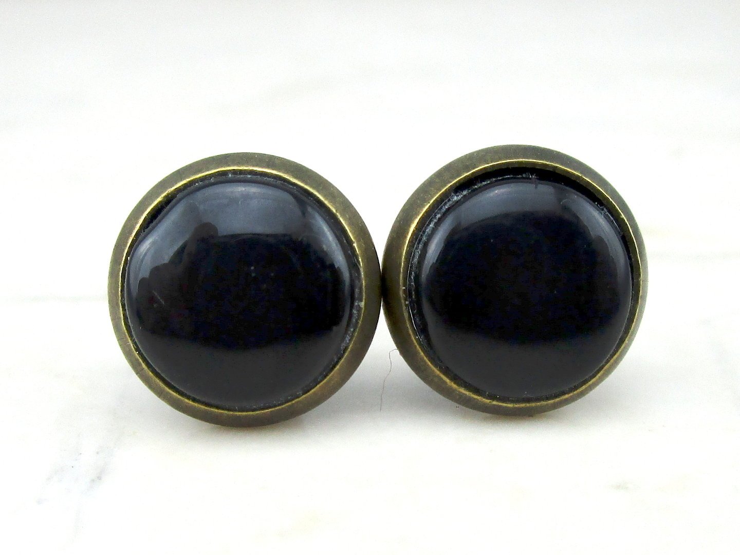 Ohrstecker mit Glasstein "Schwarz" 10 mm