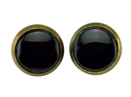 Ohrstecker mit Glasstein "Schwarz" 10 mm