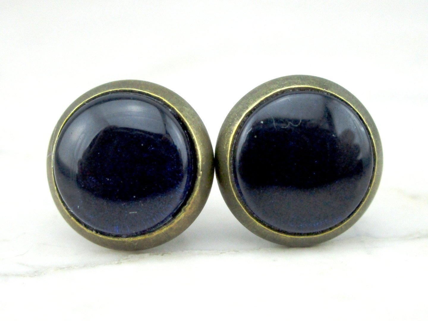 Ohrstecker mit Glasstein "Midnight Blue" 10mm
