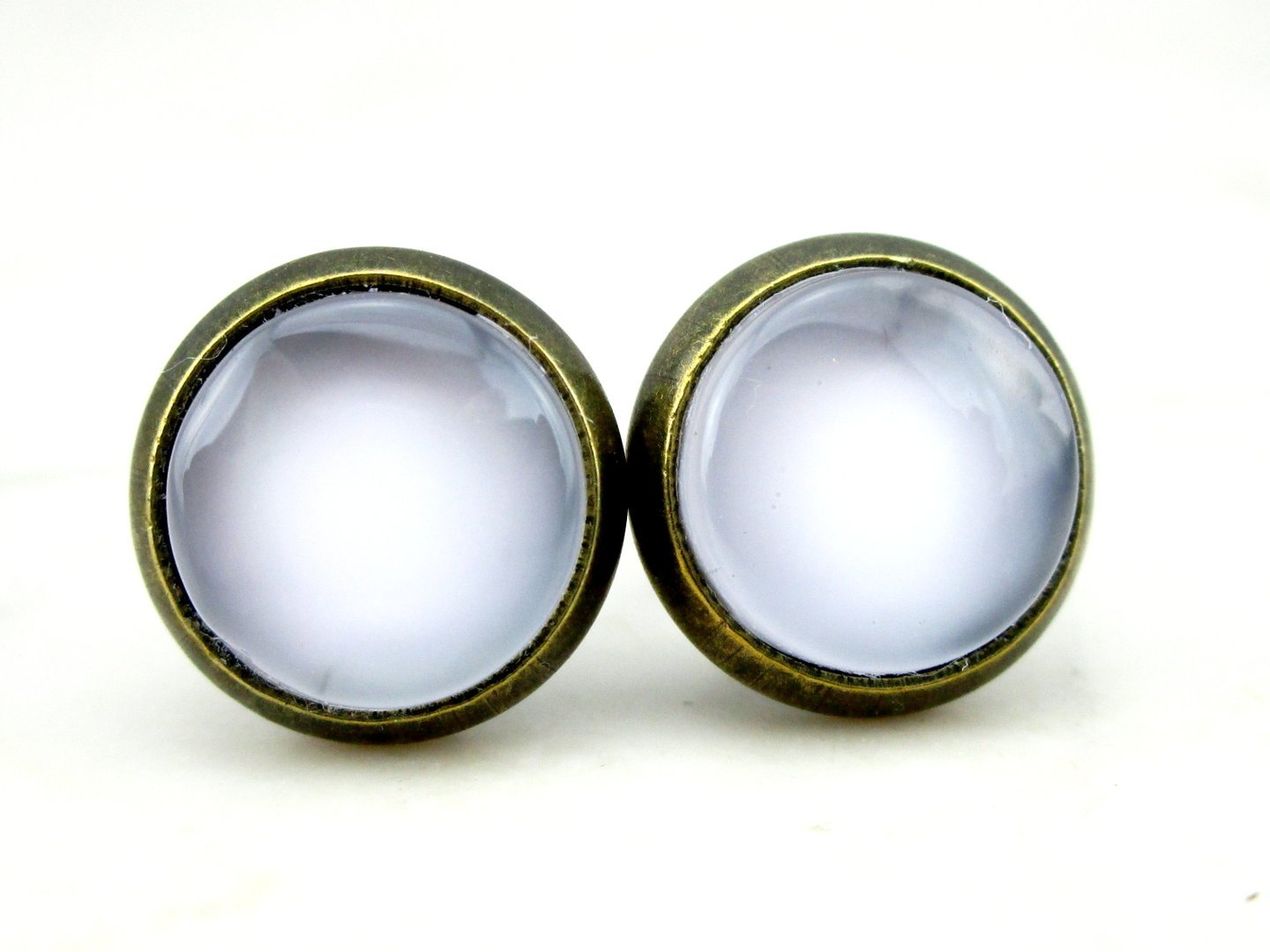 Ohrstecker mit Glasstein "White Flower" 10mm