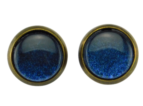 Ohrstecker mit Glasstein "Glitzerblau" 10mm
