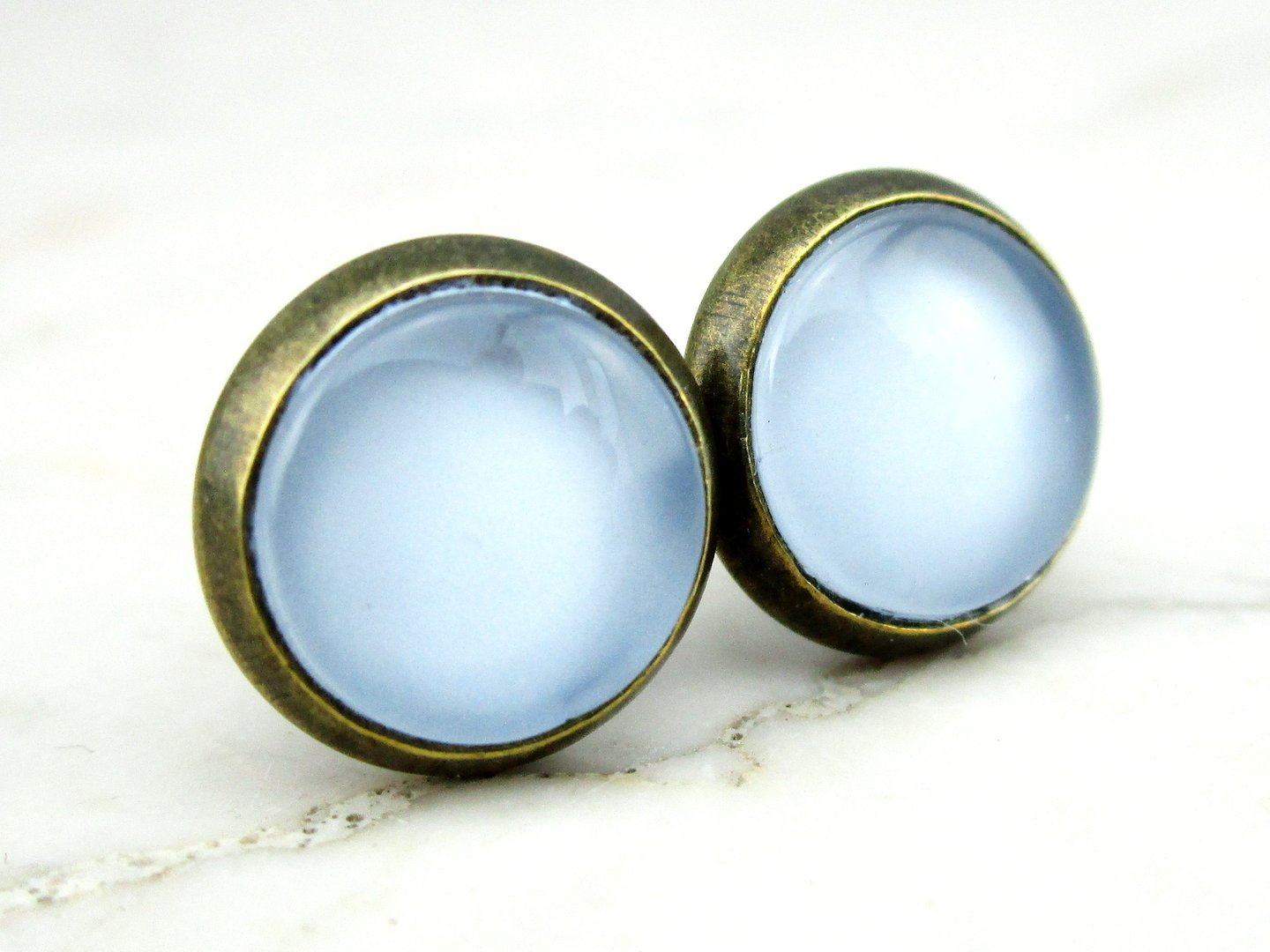 Ohrstecker mit Glasstein "Pastellblau" 10mm