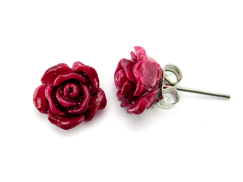 Rosenohrstecker "Bordeauxrot" 10mm