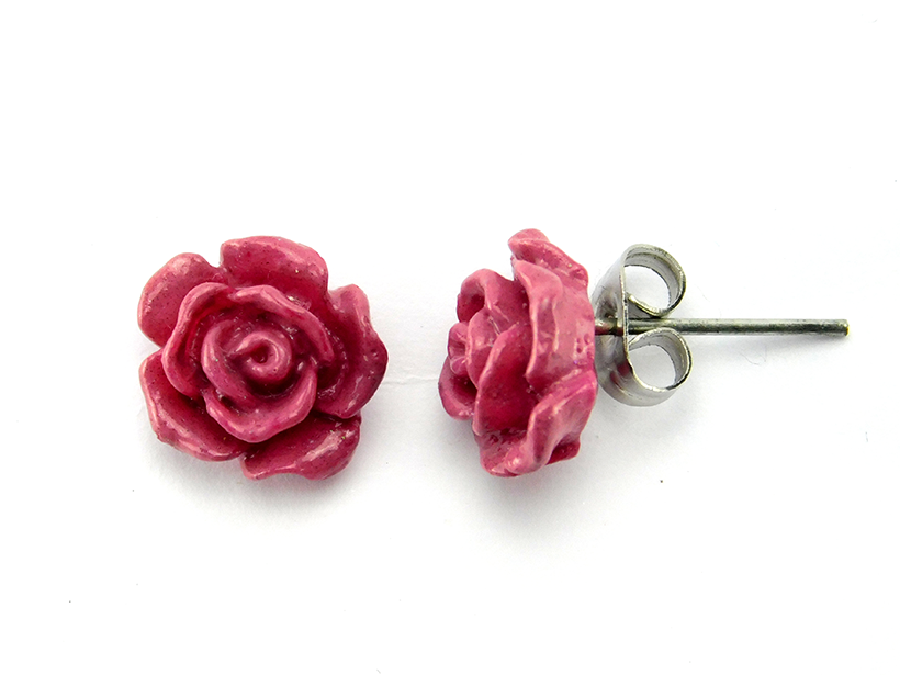 Rosenohrstecker "Rosarot" 10mm
