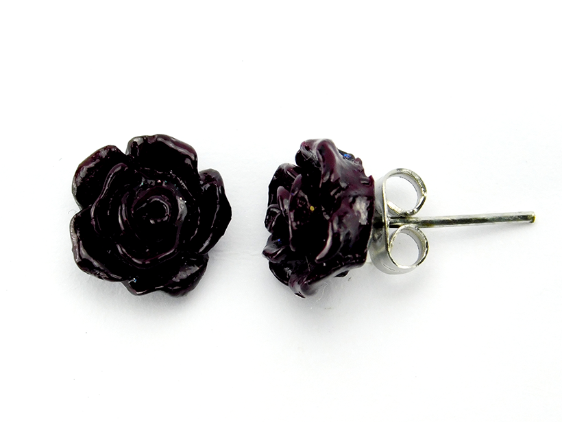 Rosenohrstecker "Dunkle Kirsche" 10mm