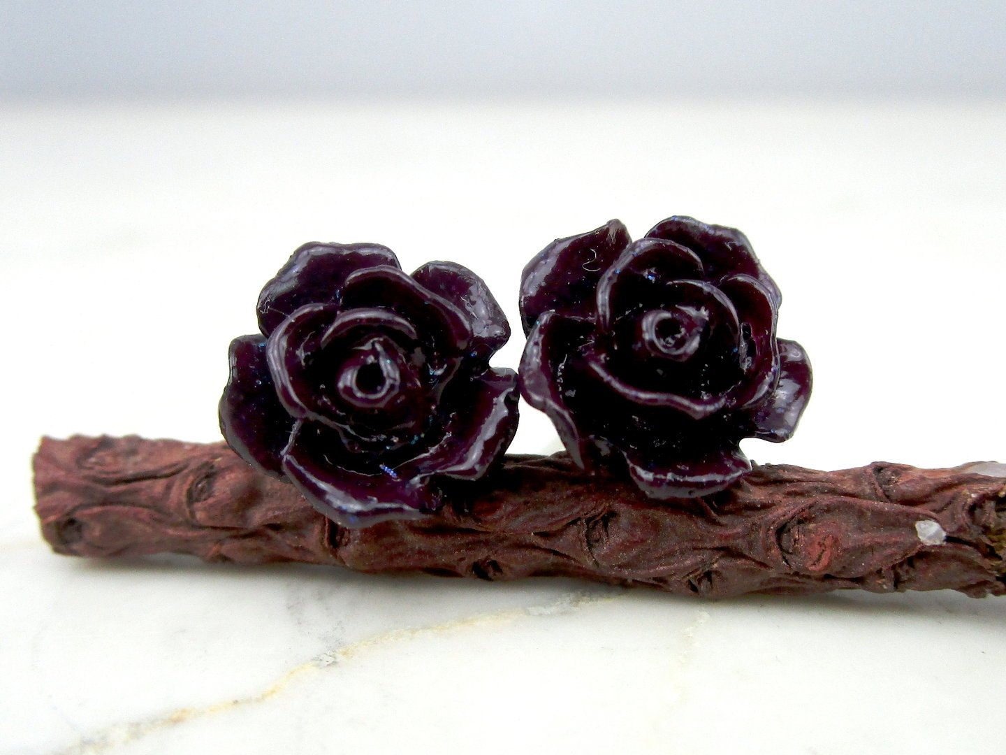 Rosenohrstecker "Dunkle Kirsche" 10mm