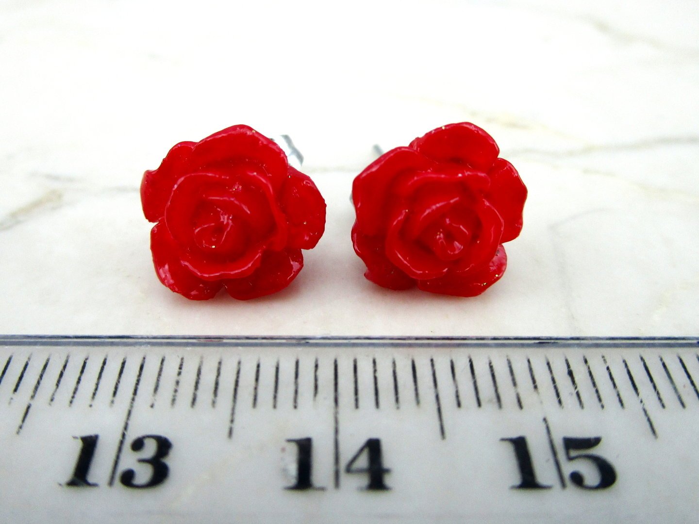 Rosenohrstecker "Leuchtendes Rot" 10mm