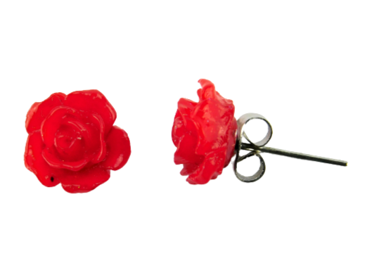 Rosenohrstecker "Leuchtendes Rot" 10mm