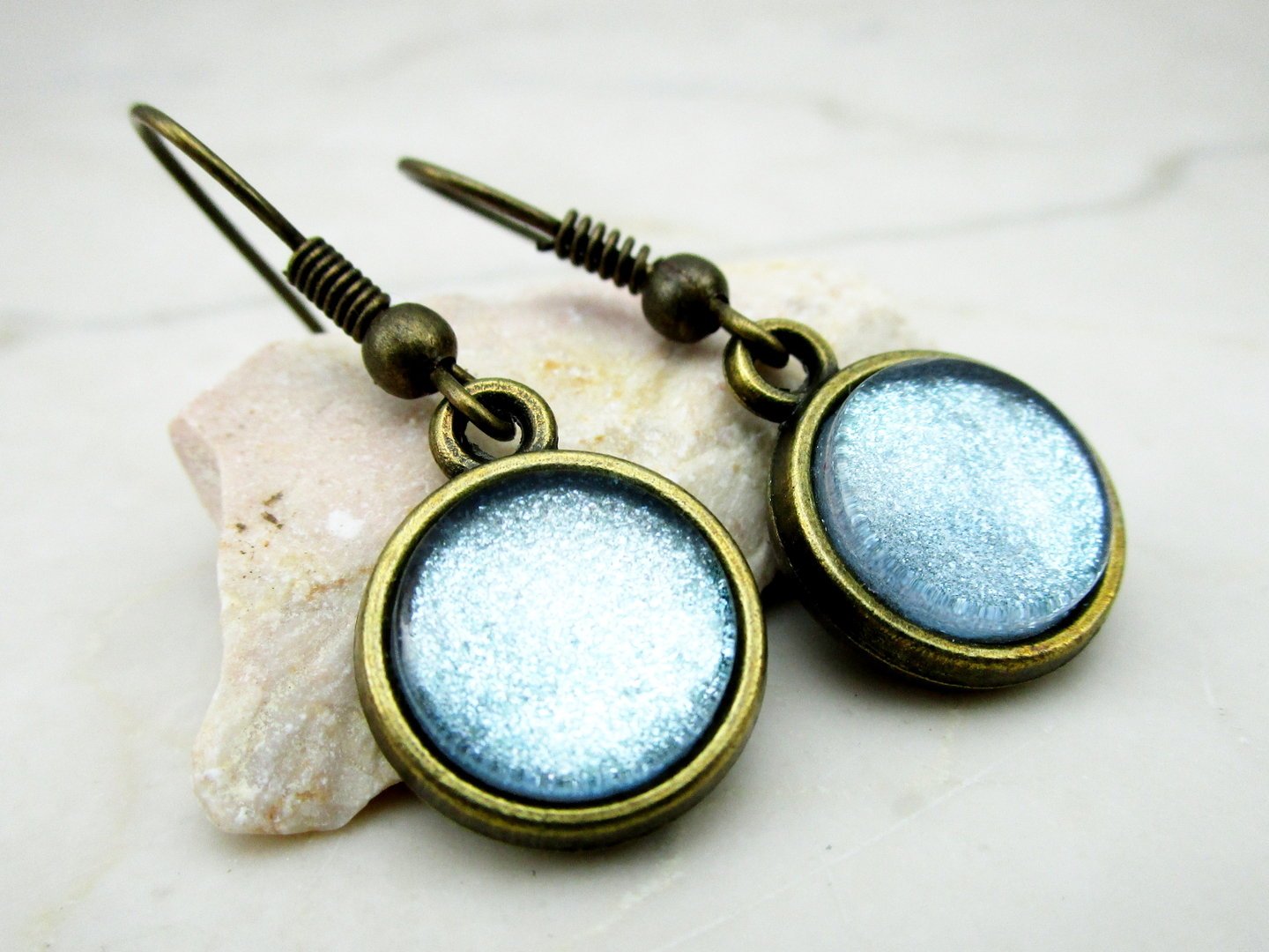 Ohrringe mit Cabochonanhänger "Blue Sugar"