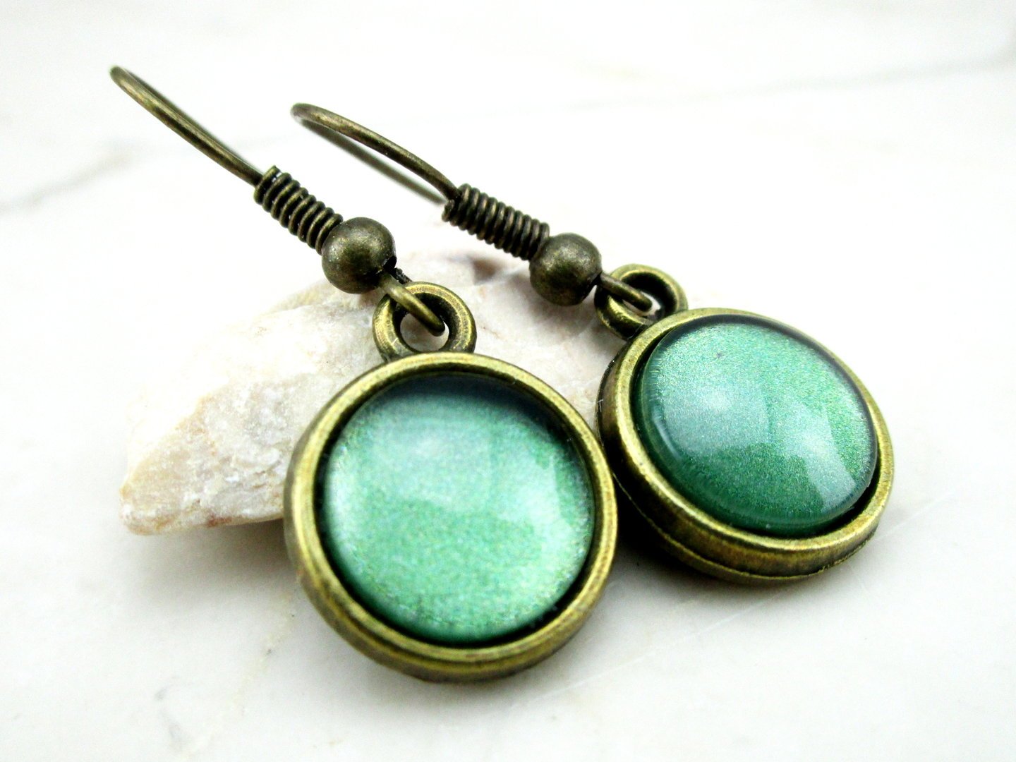 Ohrringe mit Cabochonanhänger "Mermaid Green"
