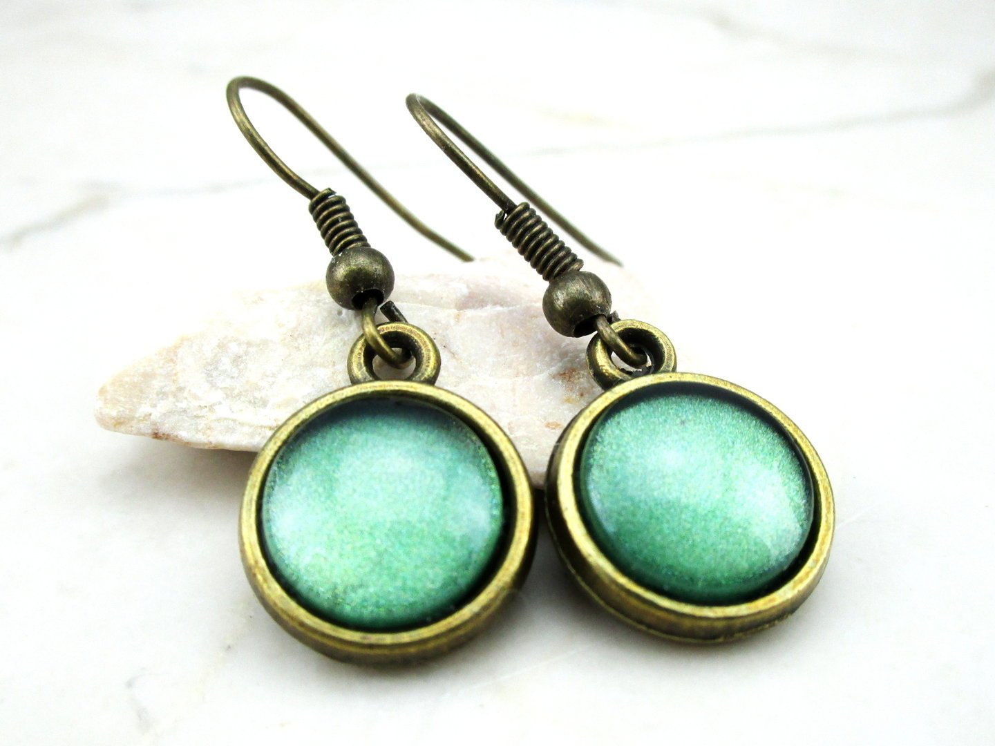 Ohrringe mit Cabochonanhänger "Mermaid Green"