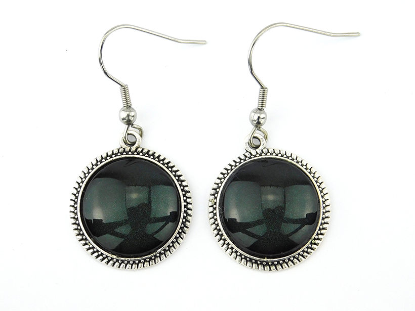 Cabochon Ohrringe "Dunkler Smaragd"