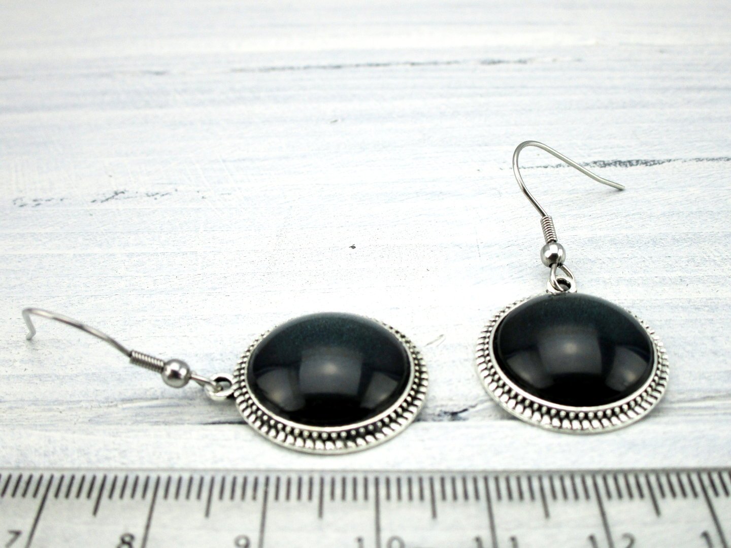 Cabochon Ohrringe "Dunkler Smaragd"