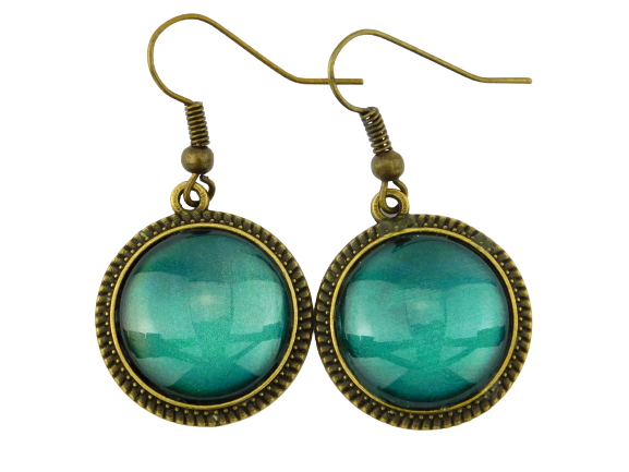 Cabochon Ohrringe "Ozeangrün" in Bronze