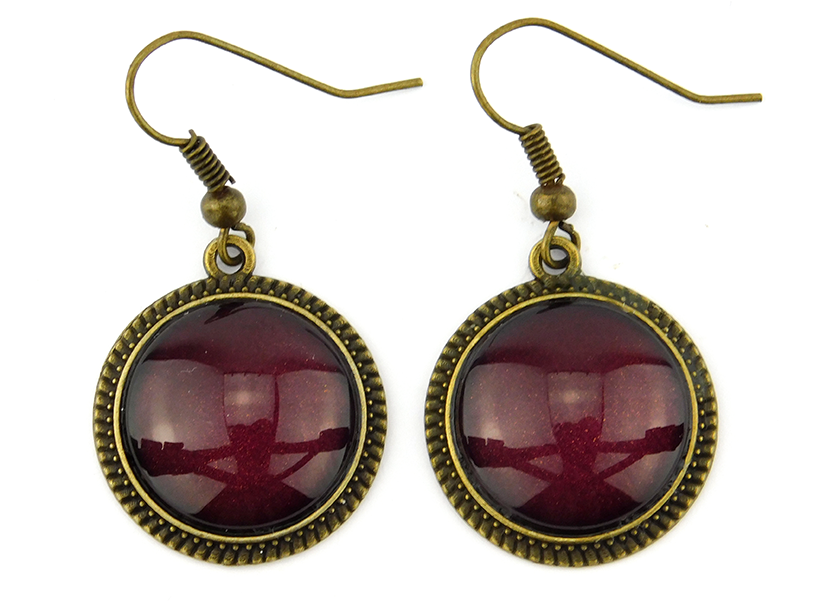 Cabochon Ohrringe "Bordeaux" in Bronze