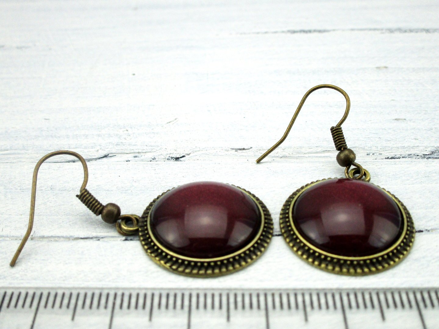 Cabochon Ohrringe "Bordeaux" in Bronze