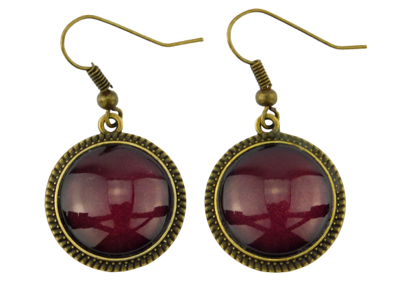 Cabochon Ohrringe "Bordeaux" in Bronze