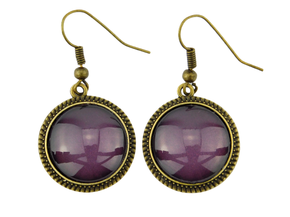 Cabochon Ohrringe "Pflaume" in Bronze