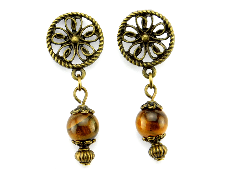 Vintage-Stil Ohrhänger "Julietta" mit Tigerauge