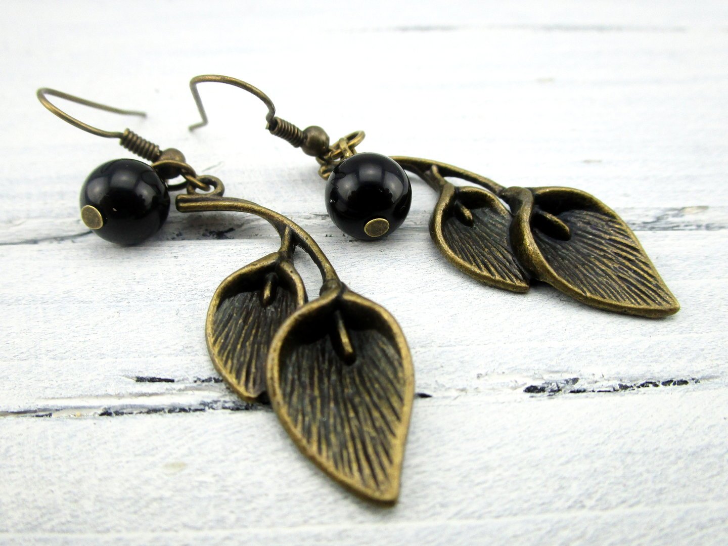 Vintage-Stil Ohrringe "Agatha" mit Onyxperle
